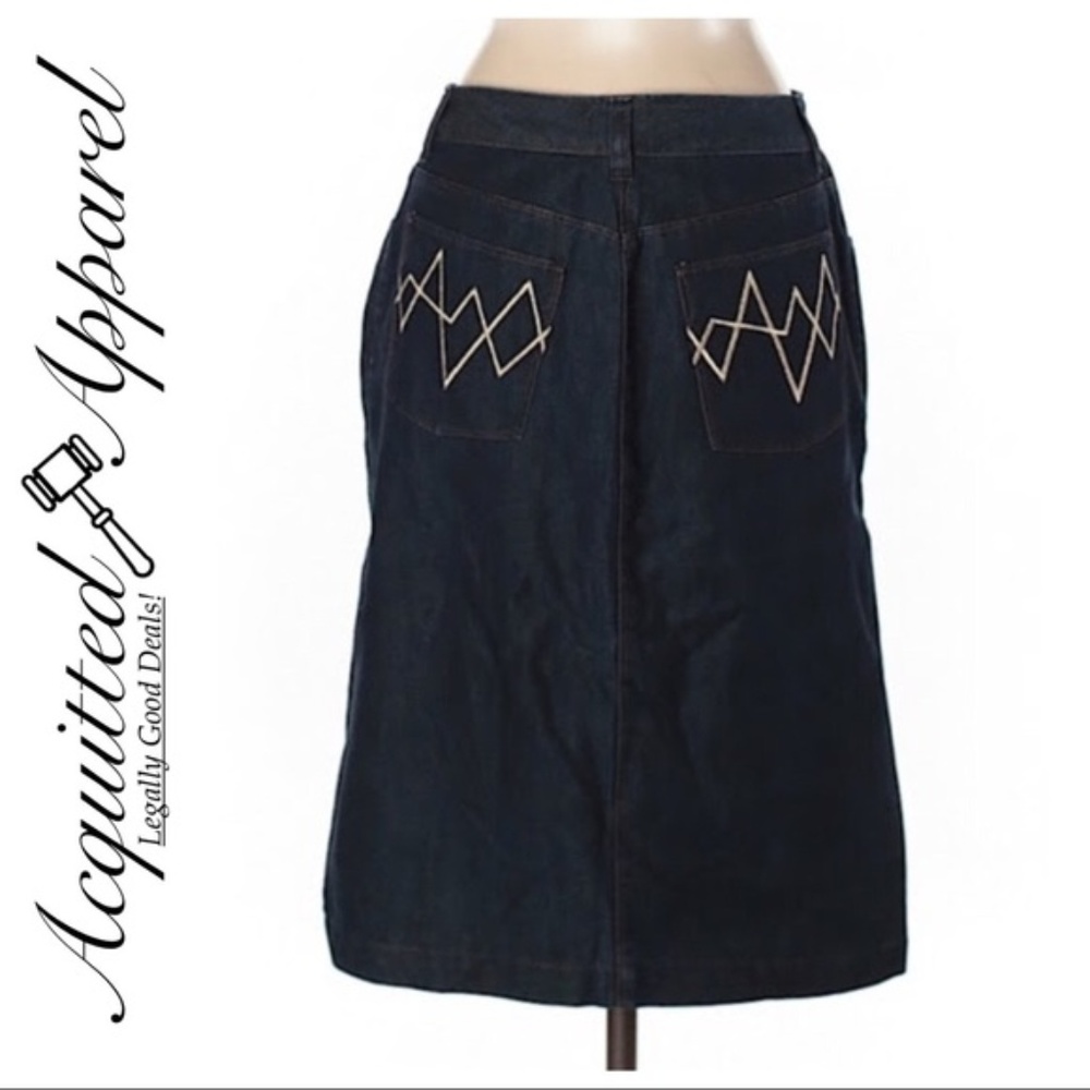 Armani Exchange Gold Logo Pocket Denim Jean Skirt